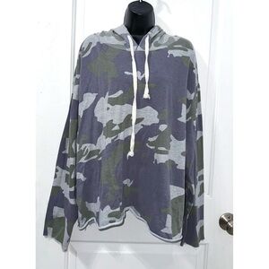 Stitch Stardom camouflage print long sleeve pullover hoodie in gray and green